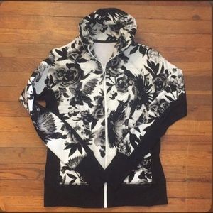 Black and white floral Lululemon Scuba hoodie